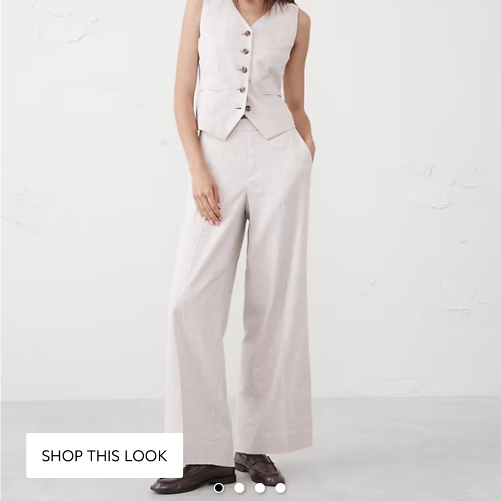 Black linen Women's Wide-Leg Pull on Pants